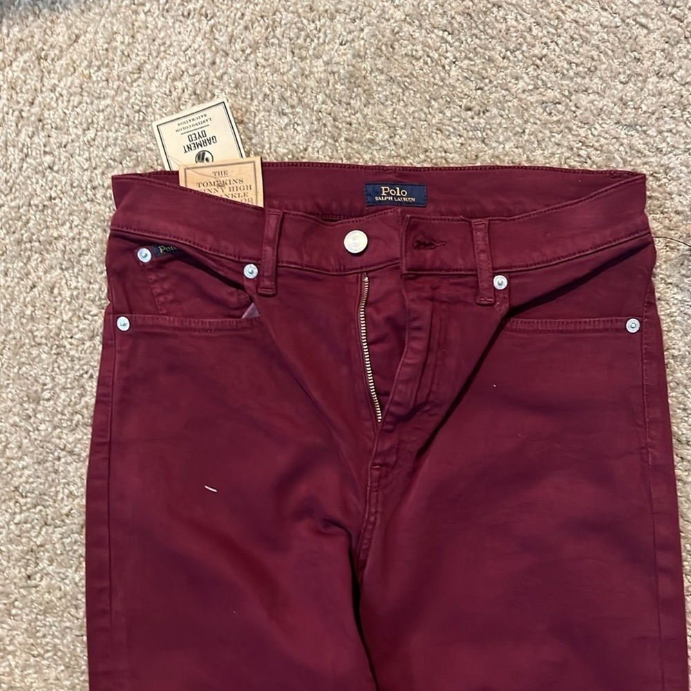 Polo Ralph Lauren Tompkins High-Rise Skinny Ankle Jeans Riella Burgundy Womens - Picture 5 of 10